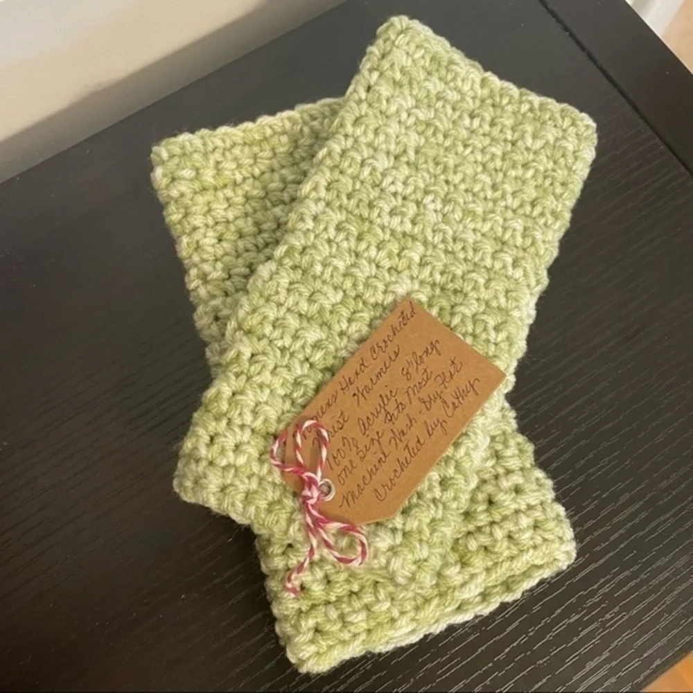 Handmade Gaming Texting Fingerless Gloves Lime Green Marble Winter Gift